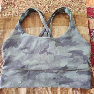 Lululemon green camo long line bra size 6